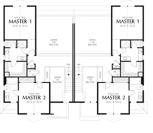 Planos de casa dúplex de dos niveles, dos dormitorios2