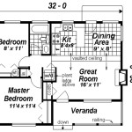 Planos de cabaña de un nivel, dos dormitorios1