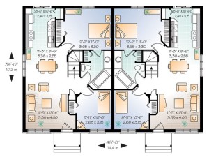Planos de casa dúplex de un solo nivel, cuatro dormitorios1